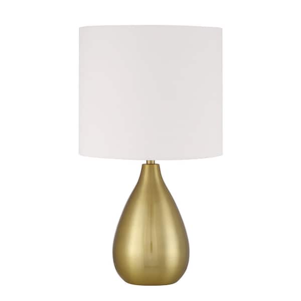 Leri 28.8 in. Satin Brass Finish Contemporary Standard Bulb Urn Table Lamp for home with Steel Base & White Linen Shade