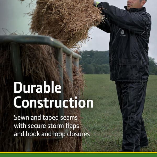 John Deere Men's X-Large Black Polyurethane-Coated Polyester