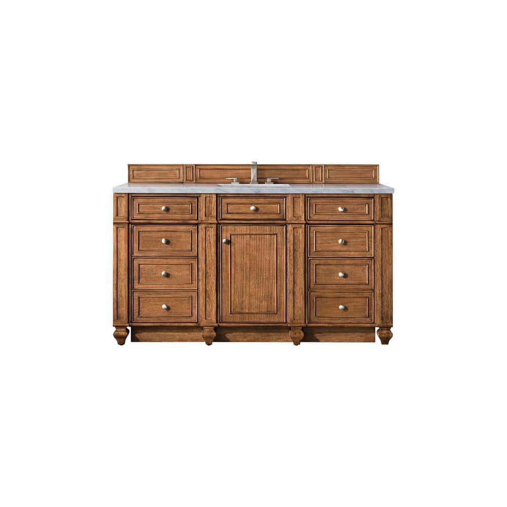 Bristol 60 in. W x 23.5 in. D x 34 in. H Single Bathroom Vanity in Saddle Brown with Arctic Fall Solid Surface Top price history on PriceWatchPro