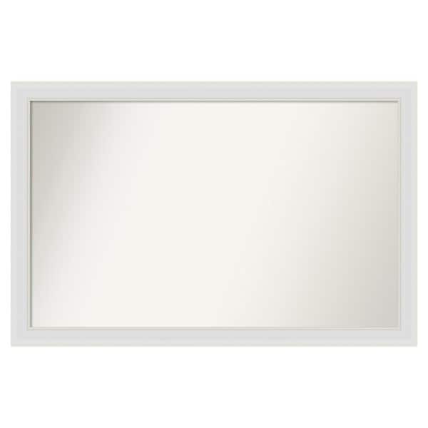 Amanti Art Flair Soft White Narrow 46 in. x 30 in. Custom Non-Beveled Satin Recyled Polystyrene Bathroom Vanity Wall Mirror