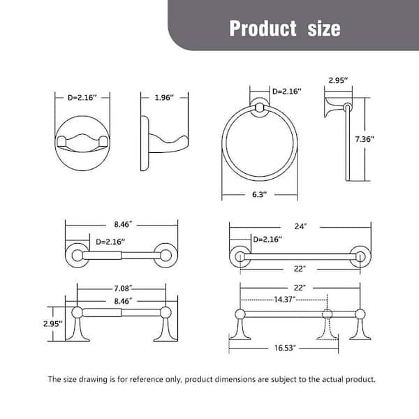 4-Piece Bath Hardware Set Included Towel Bar, Toilet Paper Holder, Towel Ring and Robe Hooks in Oil-Rubbed Bronze