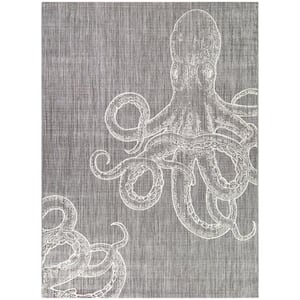 Octavius Grey 8 ft. x 10 ft. Octopus Indoor/Outdoor Area Rug