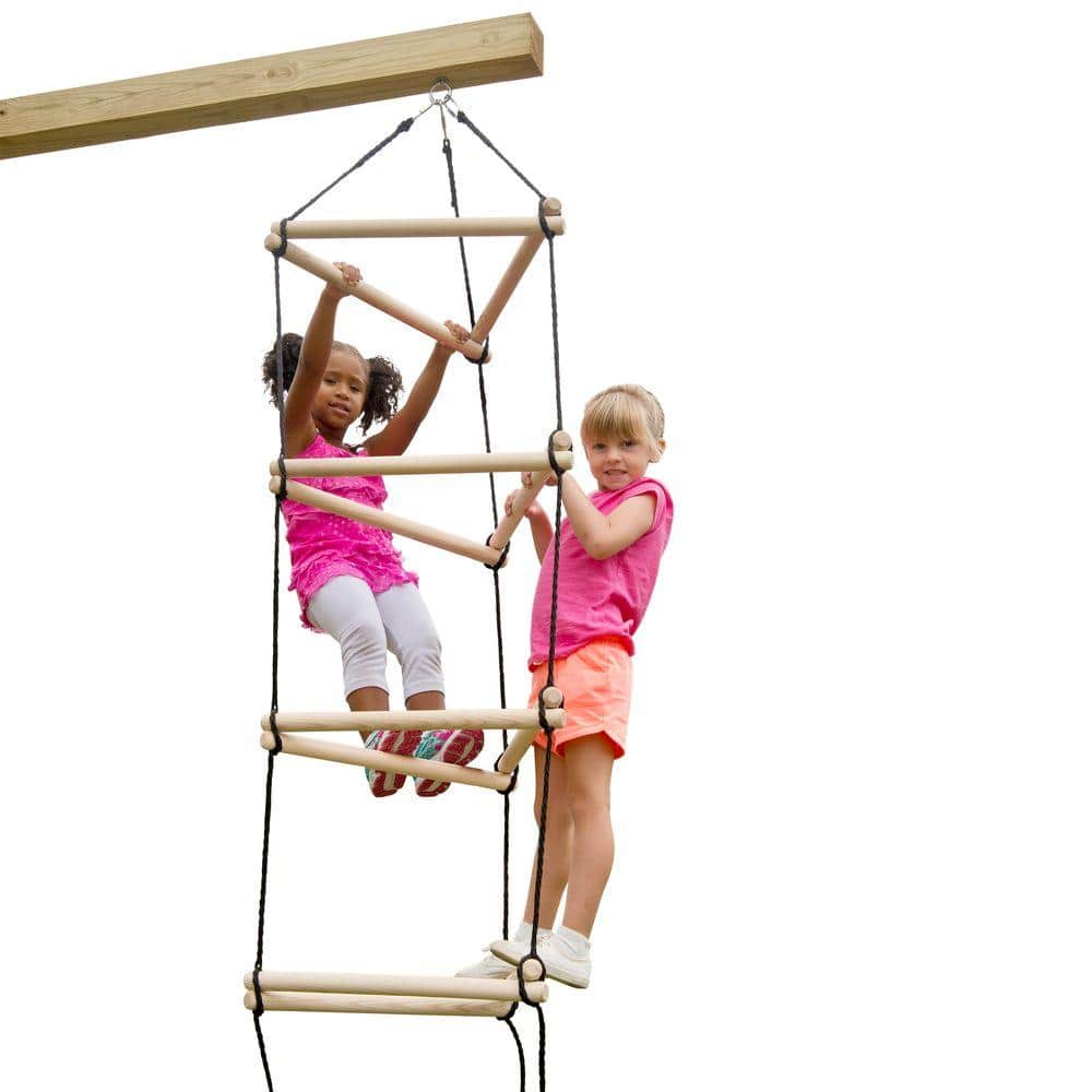 7-Foot Triangle Wood and Rope Climbing Ladder