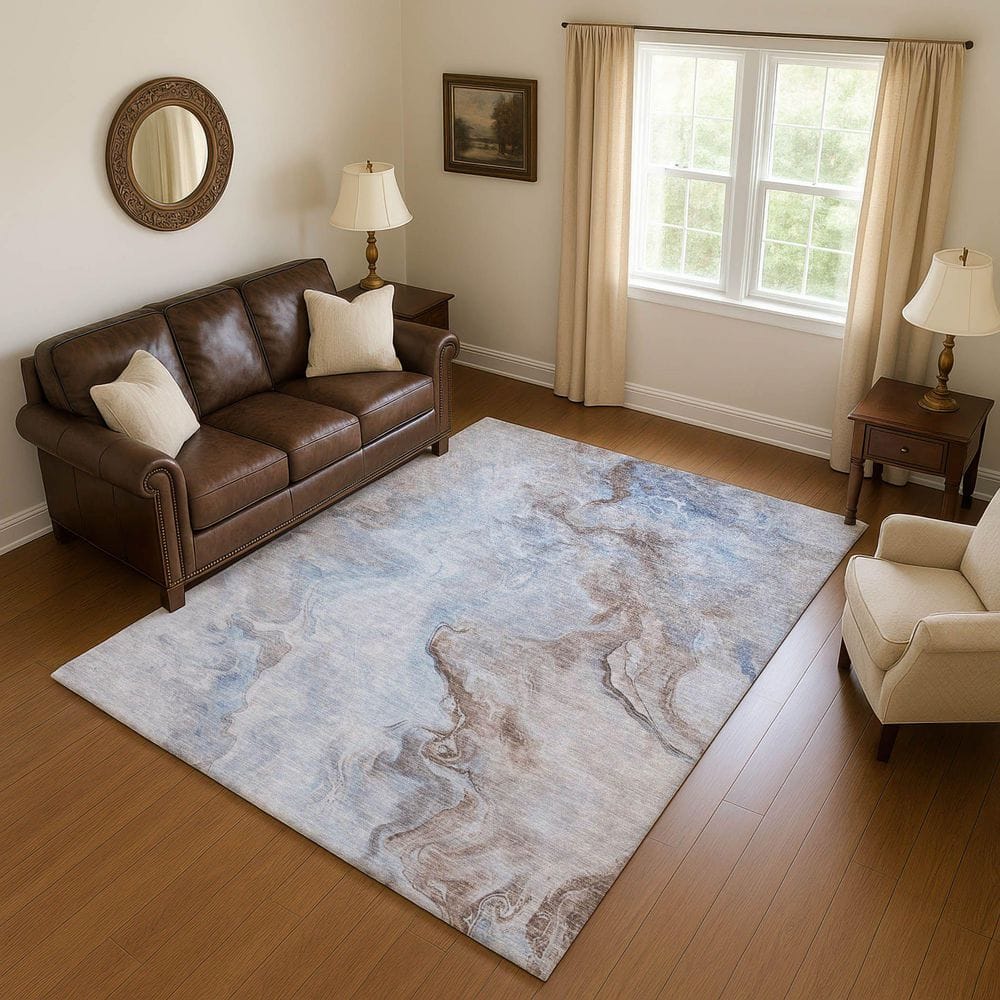 Mayfield Premium Machine Washable Abstract AMF1680 Blue 8 ft. x 10 ft. Area Rug price history on PriceWatchPro