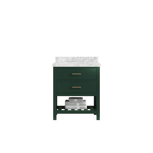 Willow Collections Parker 30 in. W x 22 in. D x 36 in. H Bath Vanity in Lafayette Green with 2 in. Carrara Marble Top