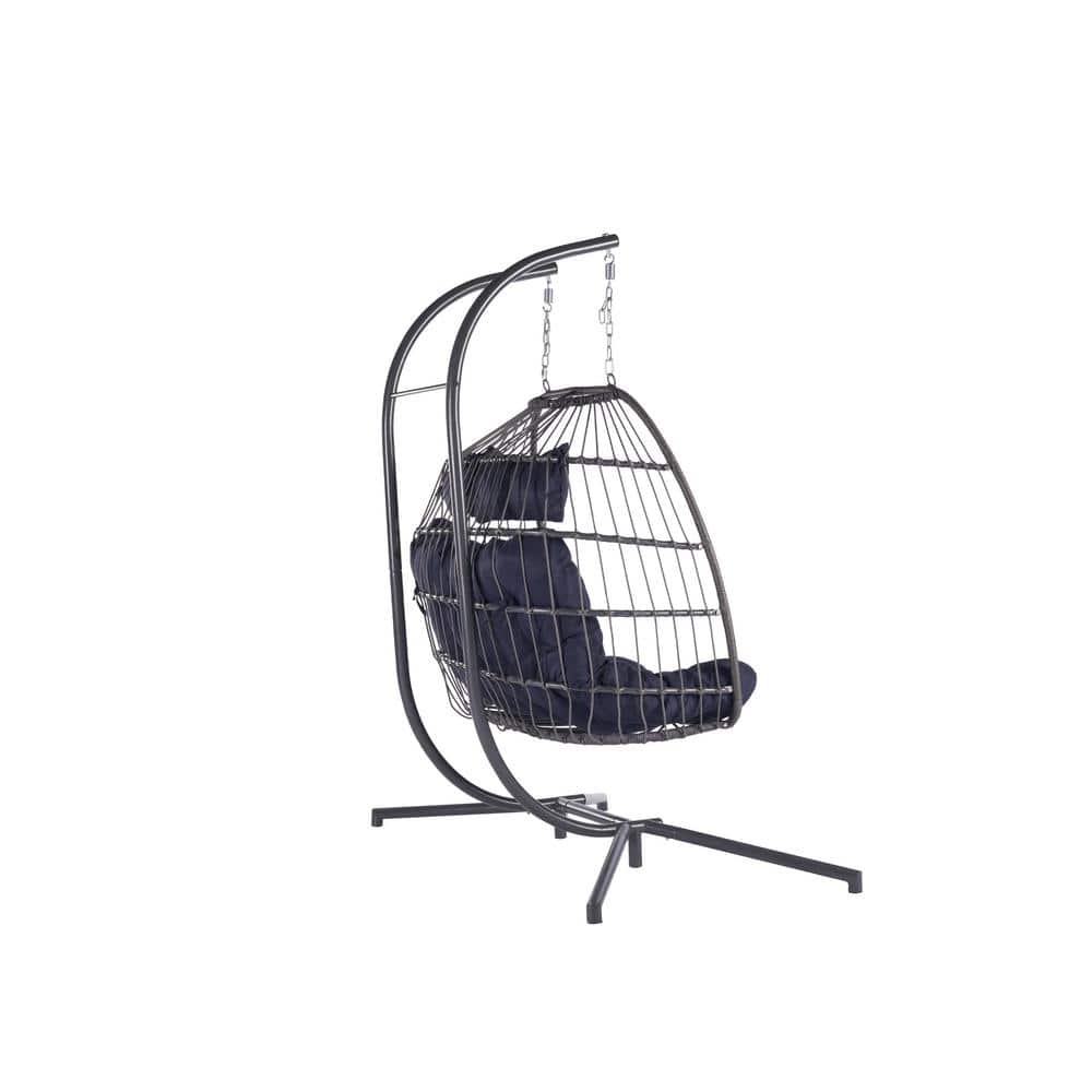 Sudzendf 2Person Wicker Outdoor Patio Swing Egg Chair with Stand and