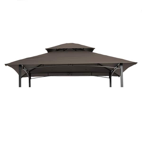 CASAINC 7.9 ft. x 4.9 ft. Double Tiered BBQ Tent Replacement Top Cover in Brown