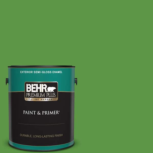 BEHR PREMIUM PLUS 1 gal. #430B-7 Cress Green Semi-Gloss Enamel Exterior Paint & Primer