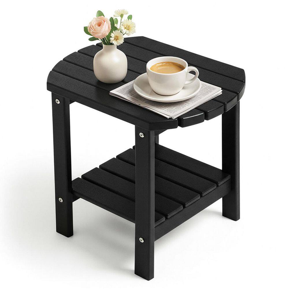17 in. Black Oval Patio Outdoor Side Table With Storage price history on PriceWatchPro