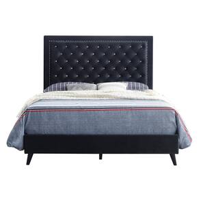 Acme Furniture Chelsie Gray Fabric and Black Queen Platform Bed