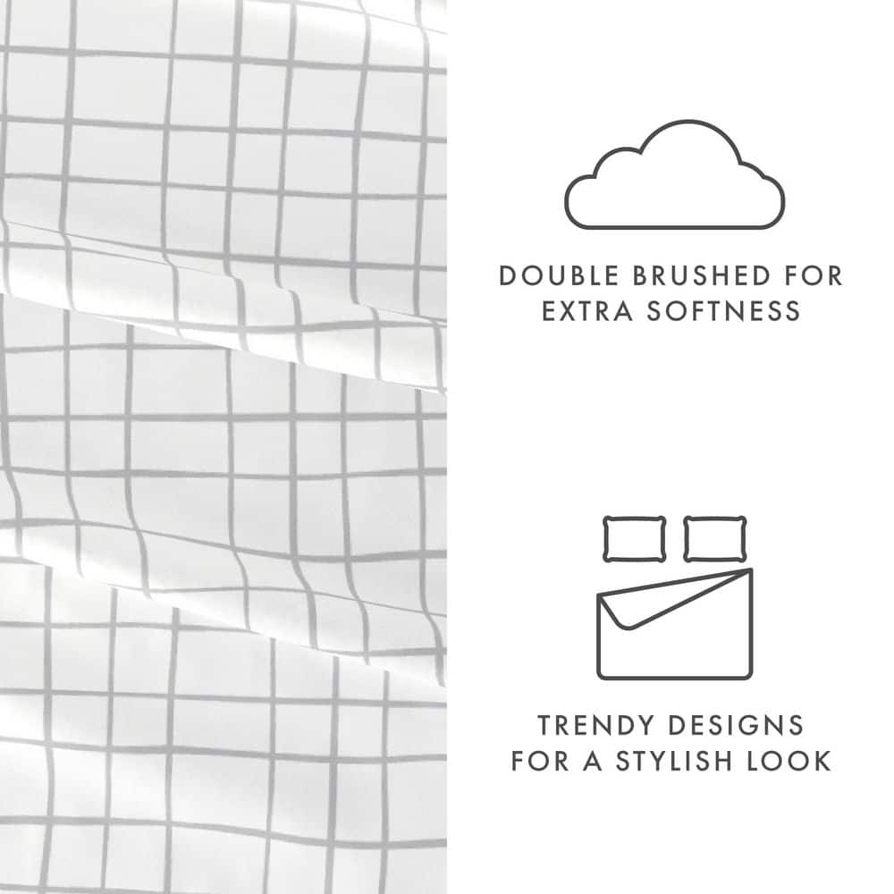 Full Gray and White Crossroad Pattern Microfiber Sheet Set