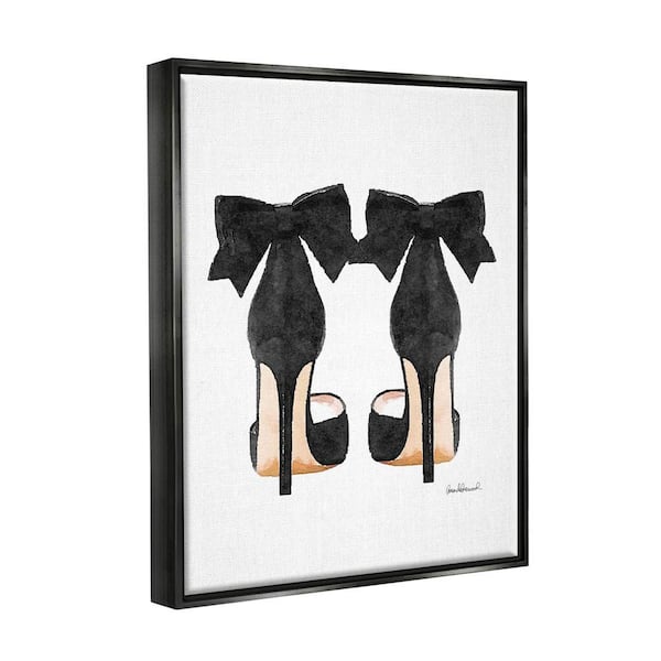 Black and White Book Stack, Ink and Shoes Canvas Print Wall Art by Amanda Greenwood