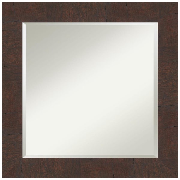 Amanti Art Wildwood Brown 25 in. H x 25 in. W Framed Wall Mirror