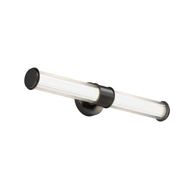 Artika Kendra 27 in. 1 Light Matte Black Modern Integrated LED 3 CCT Vanity Light Bar for Bathroom with Glass