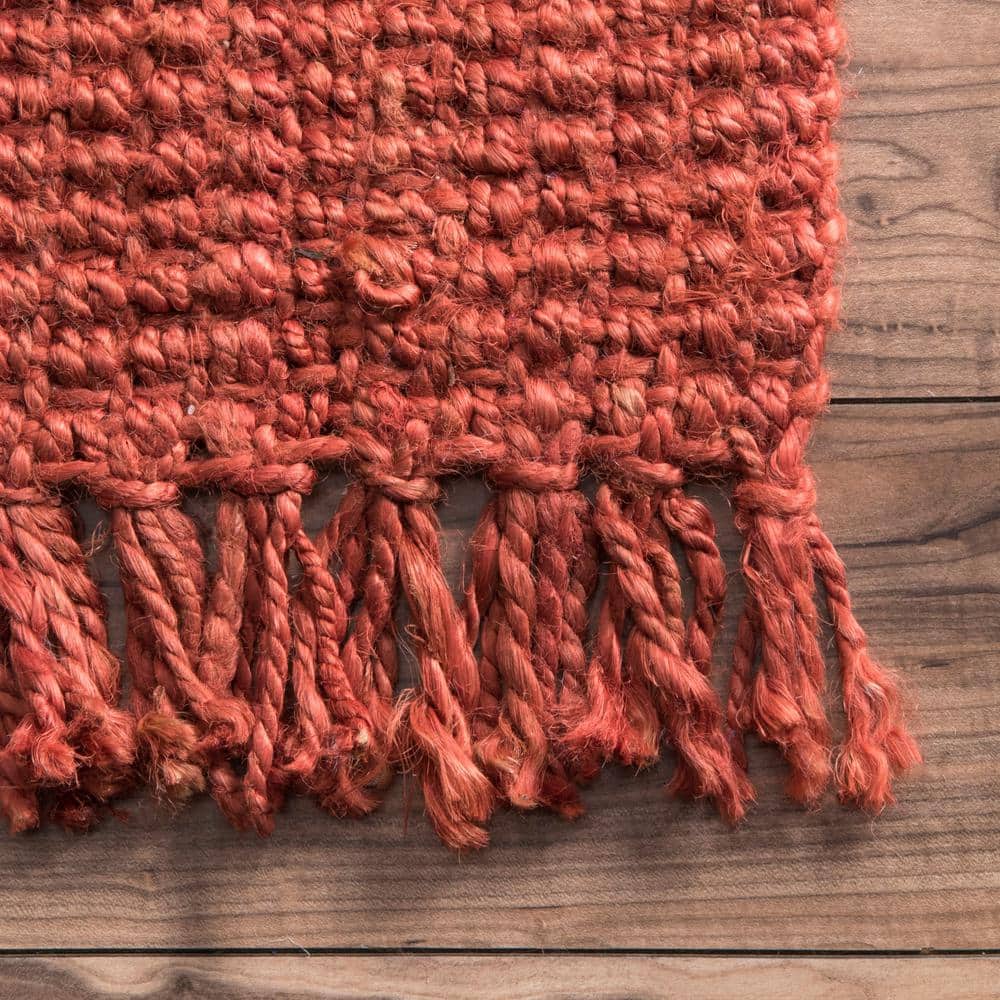 Terracotta Braided Jute 4' x 6' Handmade Area Rug