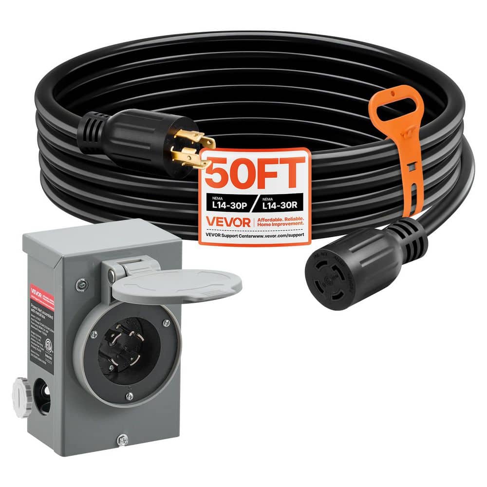 Generator Cord and Power Inlet Box, Cord Length 50 ft., 30 Amp, 125/250V L14-30P to L14-30R, Generator Extension Cord price history on PriceWatchPro