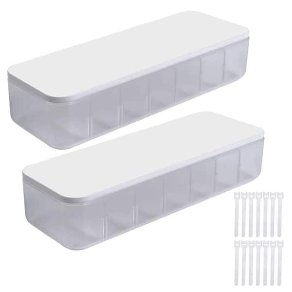 Yichuhaoxi Desktop Cable Management Storage Box with 14 Wire Ties Adjustable Compartment Organizer for Office and Home White