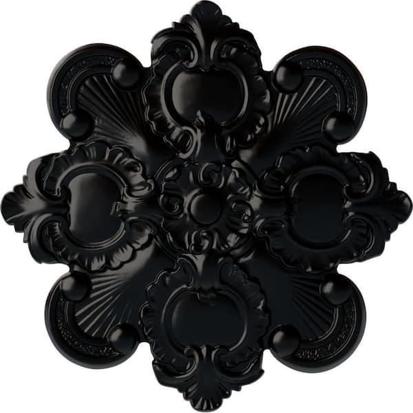 Ekena Millwork 18-1/8" x 1-1/4" Katheryn Urethane Ceiling Medallion, Hand-Painted Jet Black