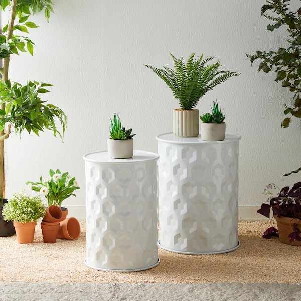 White metal garden stool online