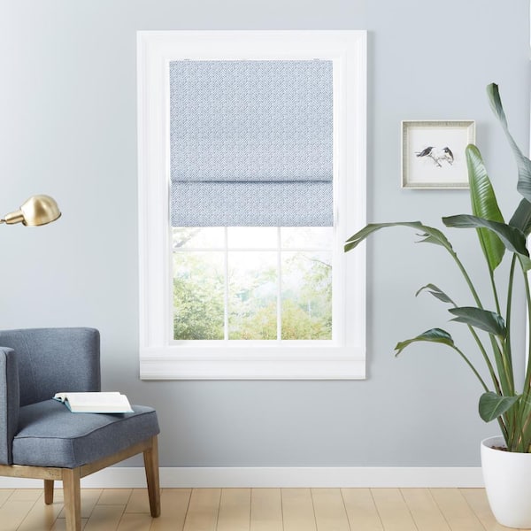 EXCLUSIVE HOME Esme Slate Blue Cordless Total Blackout Polyester Roman Shade 27 in. W x 64 in. L