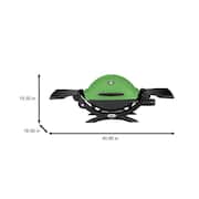Q 1200 1-Burner Portable Tabletop Propane Gas Grill in Green with Built-In Thermometer