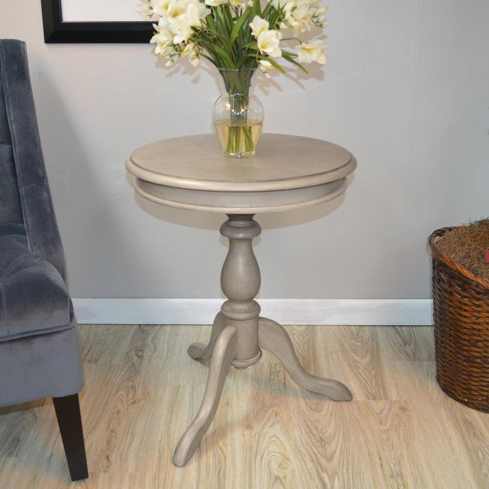 Weathered Gray Round Wood Accent Table