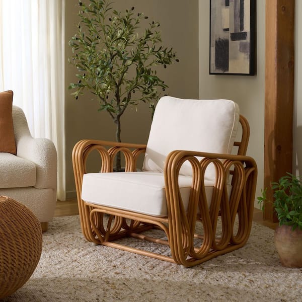 Malina Fabric Natural/White Arm Chair