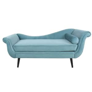 69 in. W Rolled Arm Velvet Fabric Straight Modern Chaise Sofa in Green
