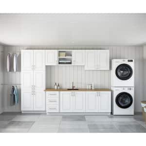 Greenwich Verona White Plywood Shaker Stock Ready to Assemble Kitchen-Laundry Cabinet Kit 24 in. x 87 in. x 163 in.