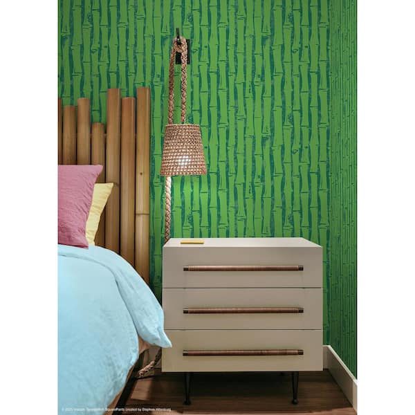 SpongeBob SquarePants Bamboo Green Peel and Stick Wallpaper