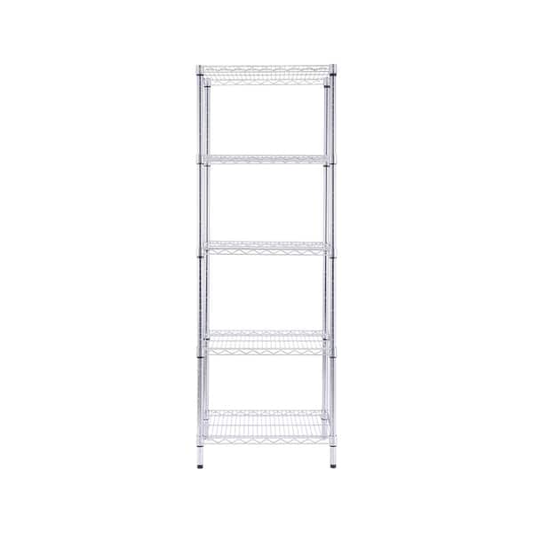 mzg Chrome 5-Tier Steel Commercial Garage Storage Shelving Unit (24 in. W x 72 in. H x 18 in. D)