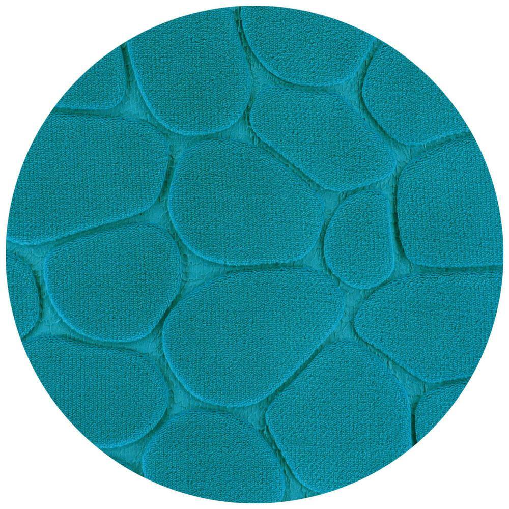 Peacock Blue Memory Foam Bath Mat with 3D Pebble Design