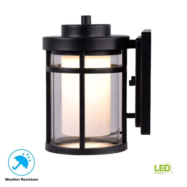 Black Outdoor Led Wall Lantern Sconce, Outdoor Led Lighting Home Depot