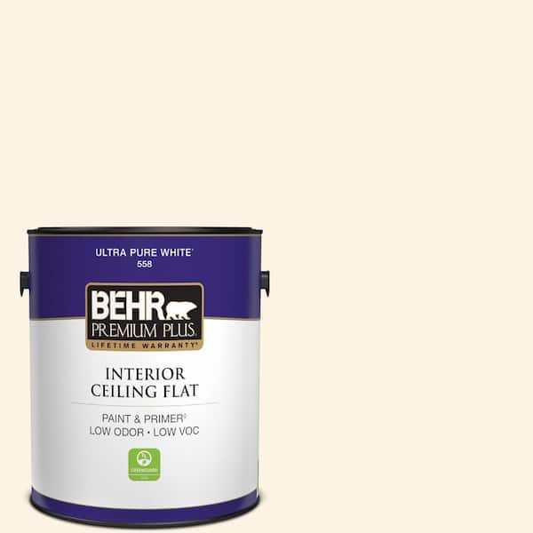 BEHR PREMIUM PLUS 1 gal. #PWN-31 Candlelight Ivory Ceiling Flat Interior Paint