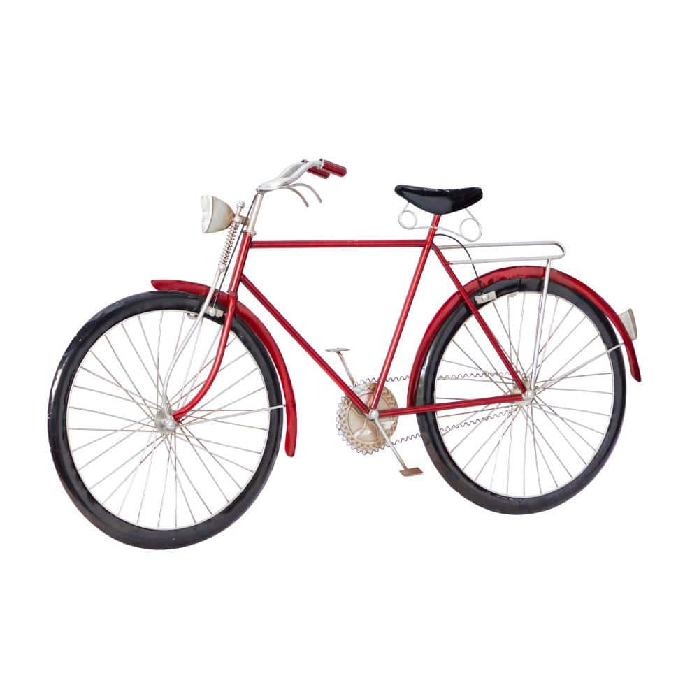 Vintage Red Metal Bicycle Wall Sculpture