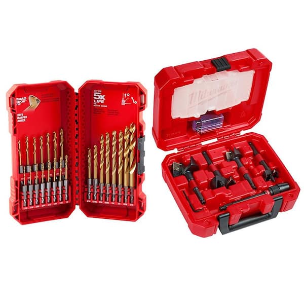 Milwaukee SHOCKWAVE 1/2 in. Drive Metric 6 Point Impact Socket Set with Titanium Drill Bit Set (52-Piece)