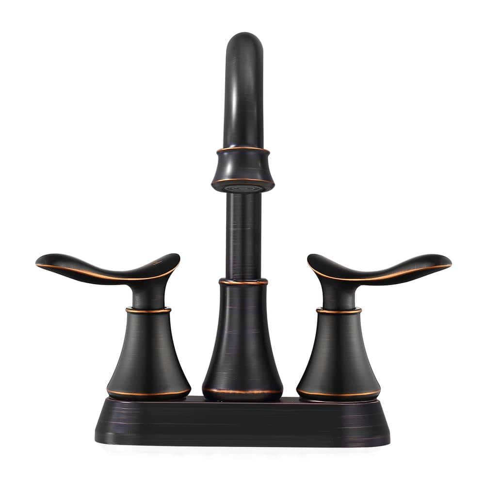 4 in. Centerset Double-Handle High-Arc Bathroom Faucet with Pop-Up Drain and Supply Line Included in Oil Rubbed Bronze price history on PriceWatchPro