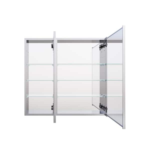 JSA 32 in. W x 30 in. H Rectangular Recessed/Surface Combo Aluminum Medicine Cabinet with Mirror, Reversible Door