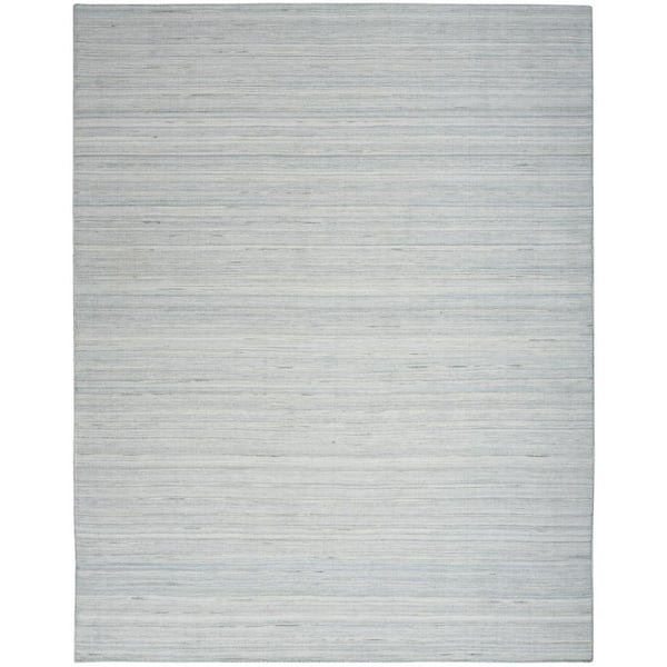 Nourison Interweave Light Blue 8 ft. x 10 ft. Solid Ombre Geometric Modern Area Rug