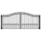 Prague Style 16 ft. x 6 ft. Black Steel Dual Driveway Fence Gate