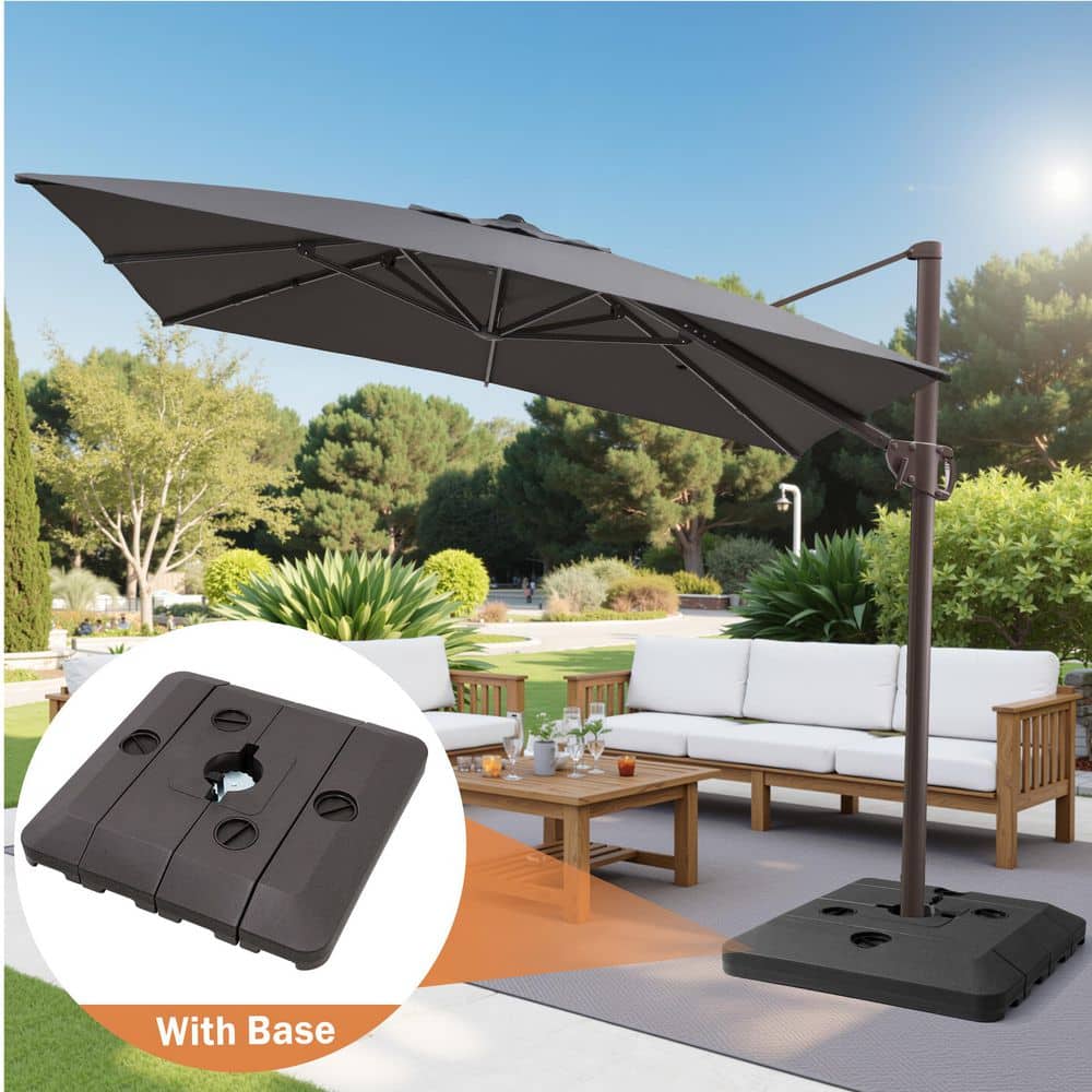 9 ft. x 11 ft. Aluminum Offset Cantilever 360° Rotation Tilt Patio Umbrella in Gray with 240 lbs. Weighted Square Base price history on PriceWatchPro