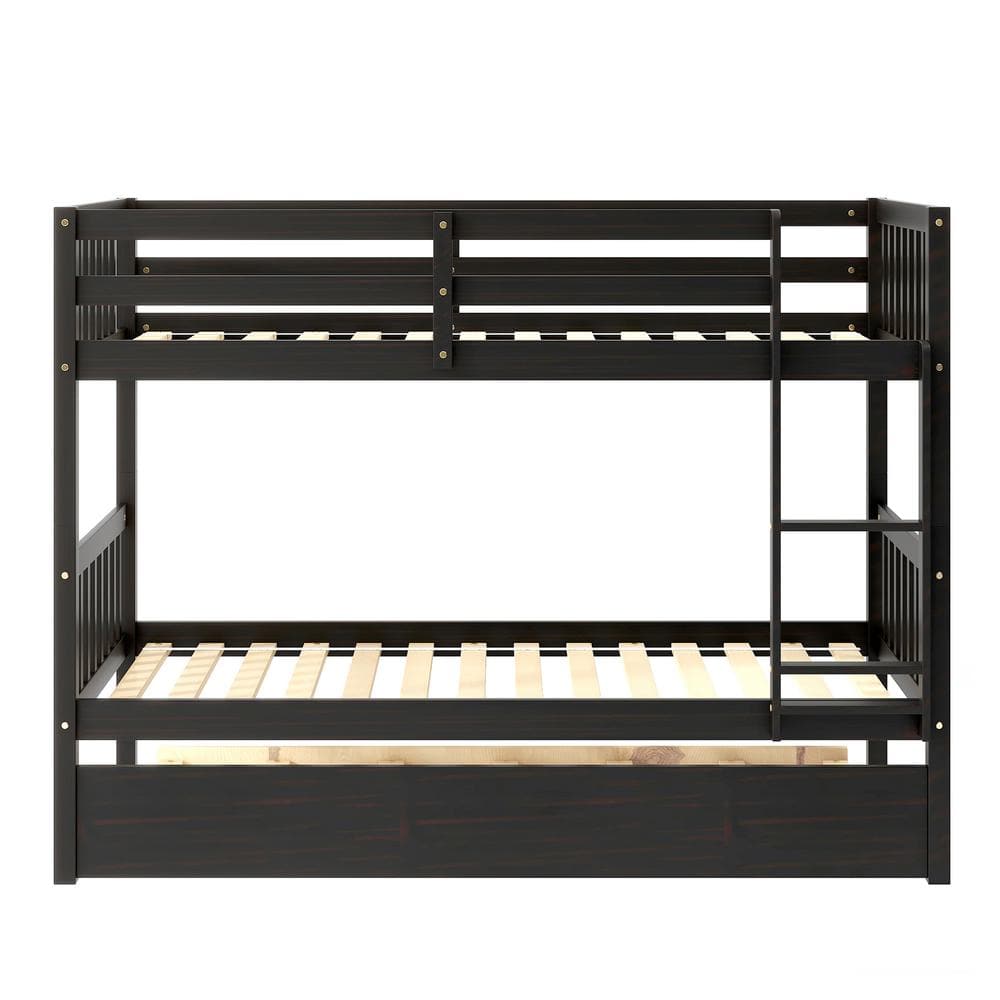 Utopia 4niture Yanna Espresso Twin over Twin Bunk Bed with Trundle