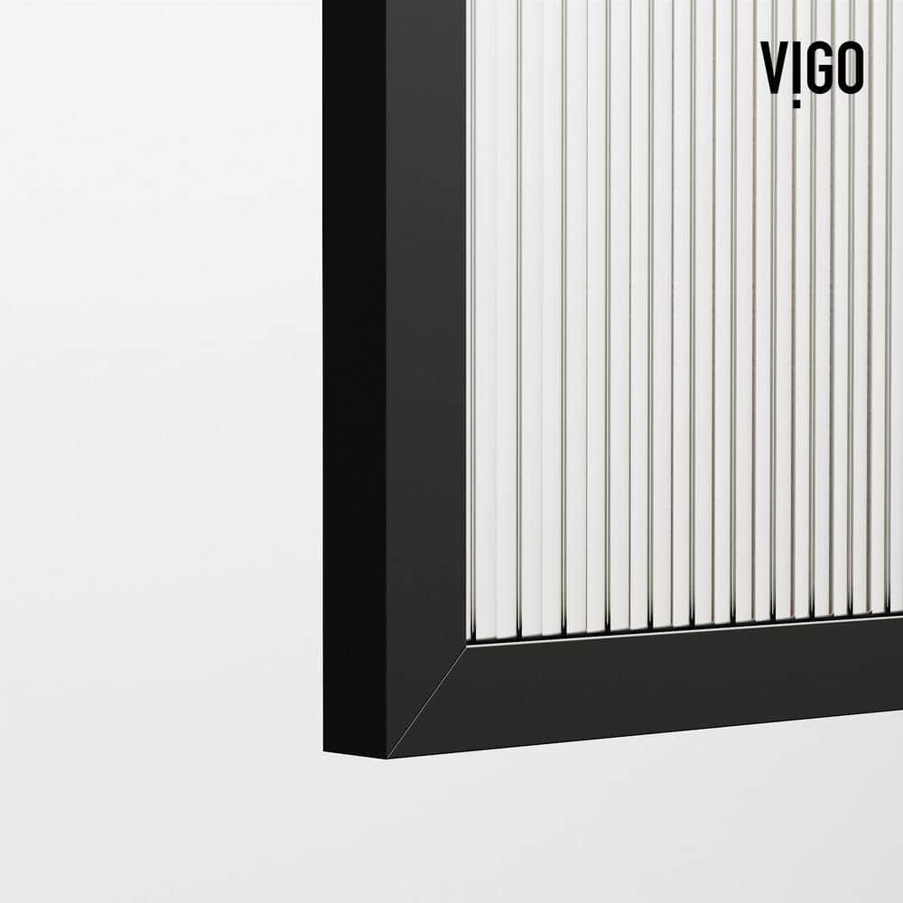 Arden 34" Matte Black Fluted Glass Shower Screen
