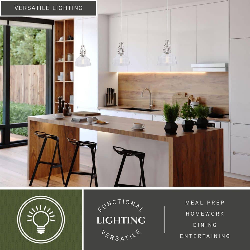 Beloit 9" Satin Nickel and Glass Mini Pendant Light
