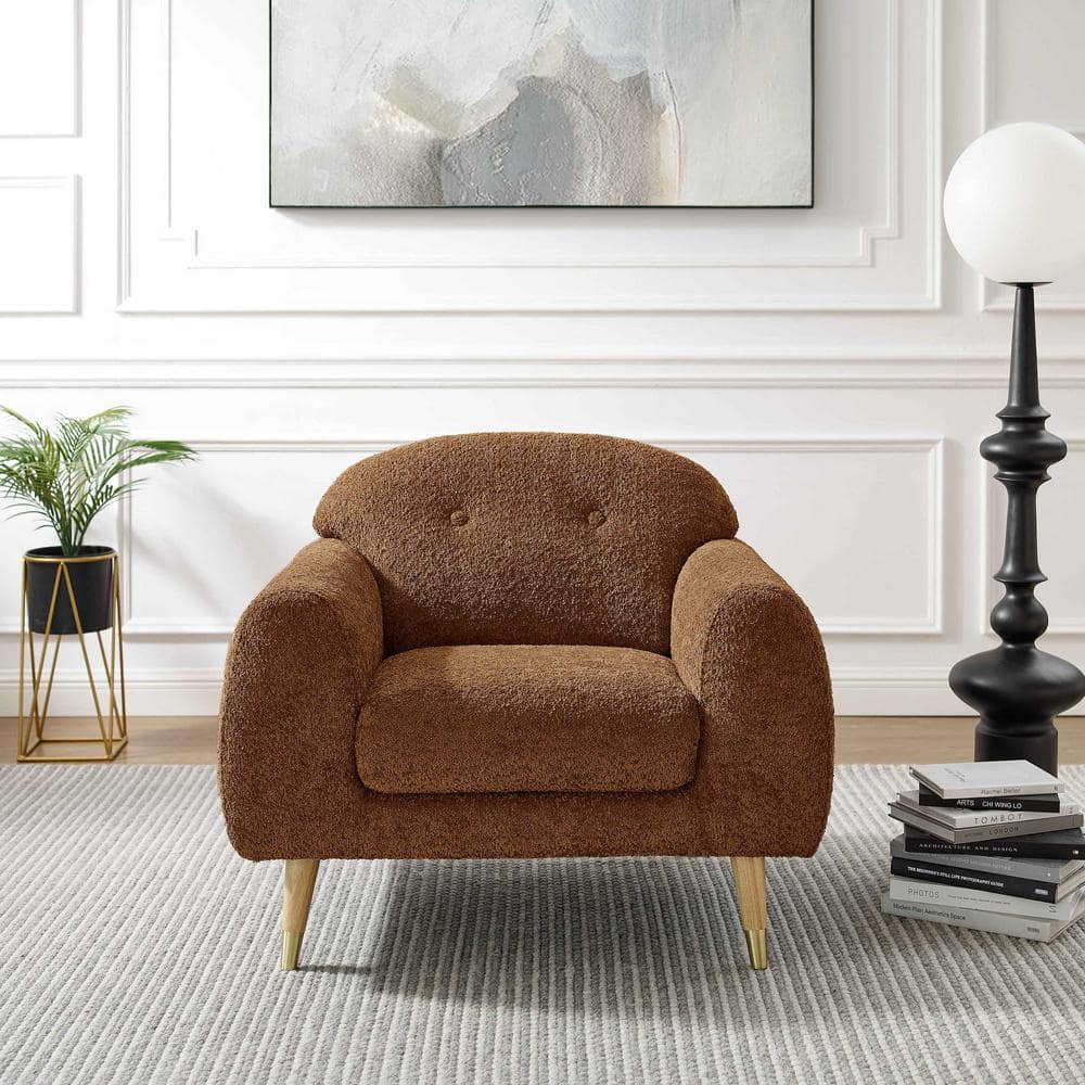 MINIMORE Iris Brown Polyester blend Upholstery Barrel Accent