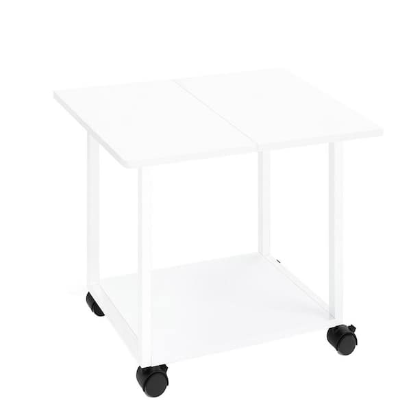 Large 22x15.75 Under Desk Printer Stand with Storage Shelf 2-Tier Rolling Cart with Wheels for Home Office White