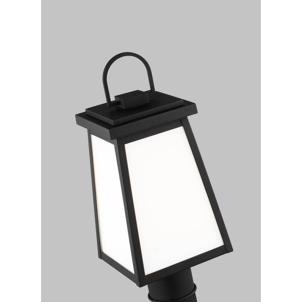 Black Outdoor Post Lantern with Clear Glass Panels