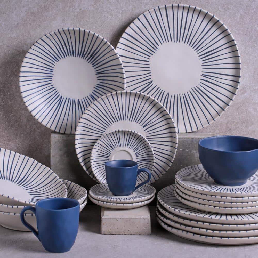 Handcrafted Blue and White Porcelain Dinner Plates, Set of 6