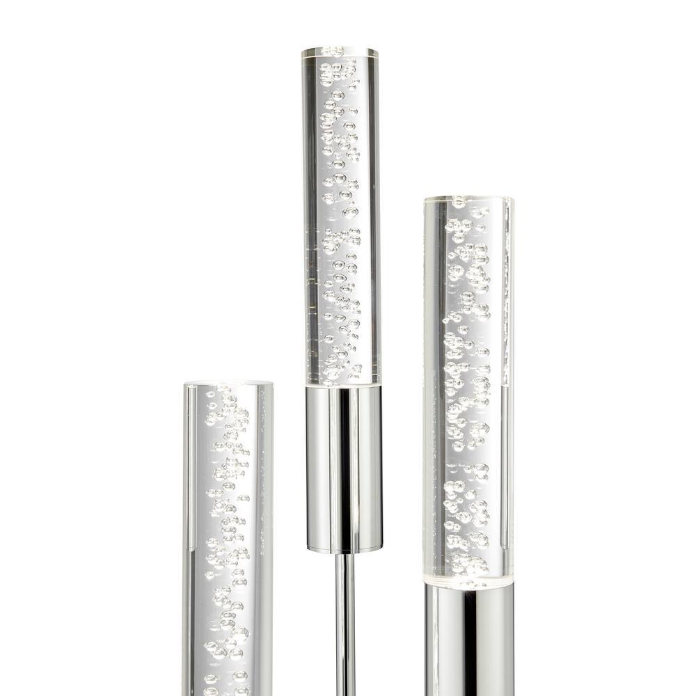 Modern Silver Acrylic Tube Table Lamp Set with Chrome Finish