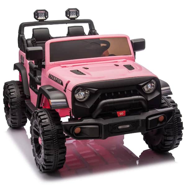 Zeus & Ruta 24-Volt Ride On Large Pickup Truck car for Kids, ride On 4WD Toys with Remote Control, Assist in Driving in Pink